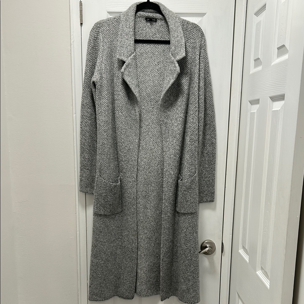 Dynamite Gray Cardigan Sweater with Textured Knit
